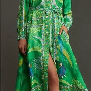 FARM Rio Green Tropical Print Dress